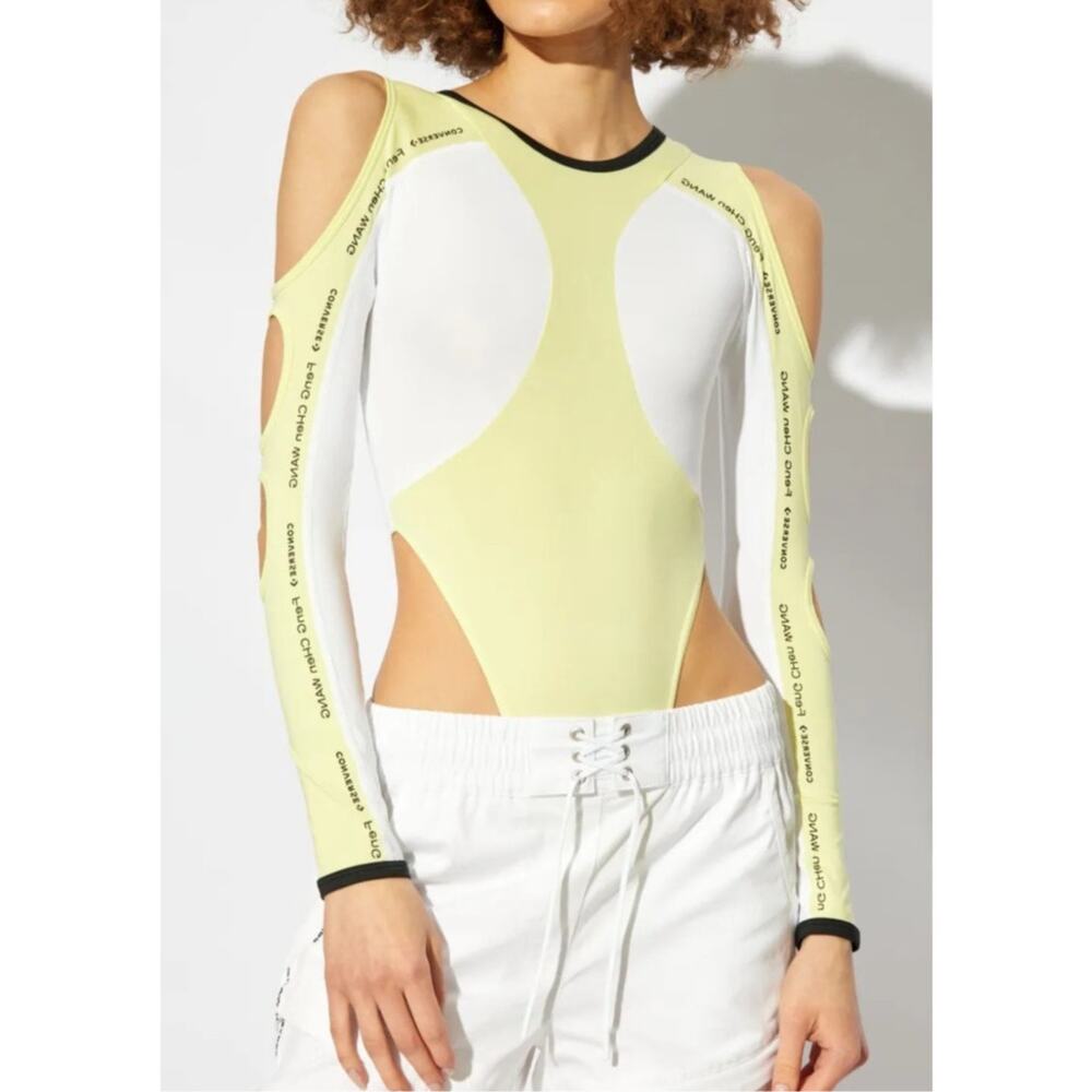 Converse Feng Chen Wang ColorBlock Bodysuit Womens Small Yellow Streetwear Cyber